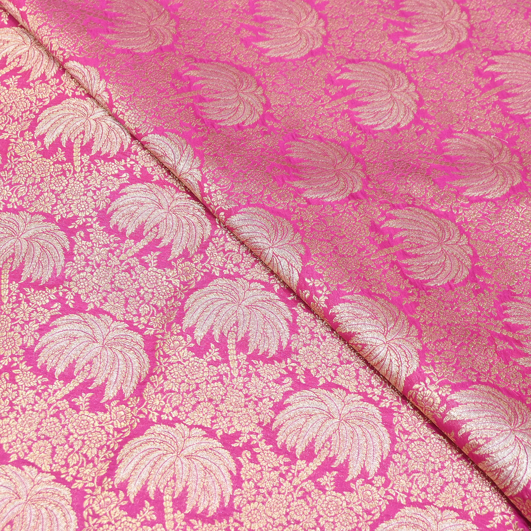 Silk Alfi Zari Brocade Fabric – Traditional Designer Brocade Fabric - AS1856-A