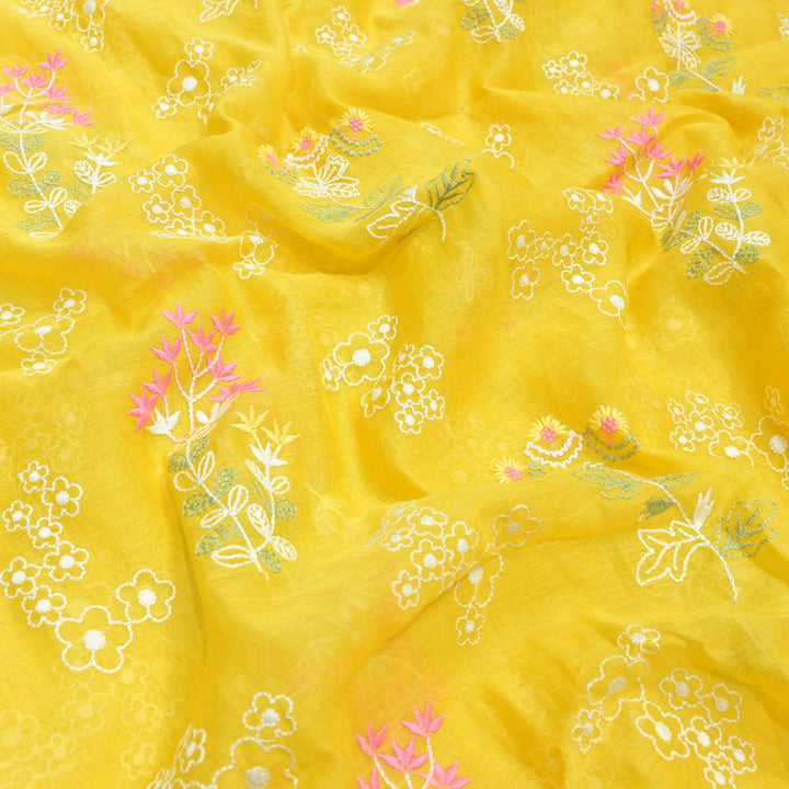 Cotton Chanderi Multi Thread Embroidery Fabrics