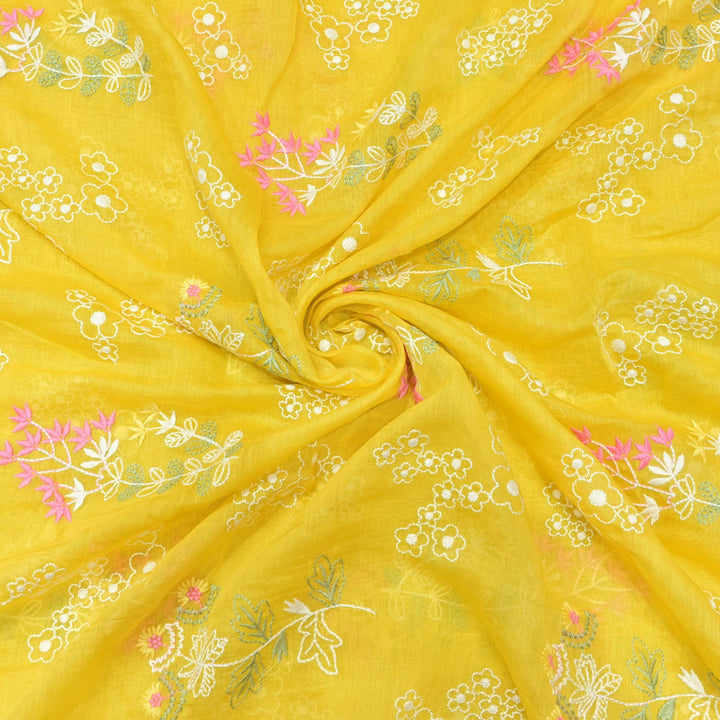 Cotton Chanderi Multi Thread Embroidery Fabrics