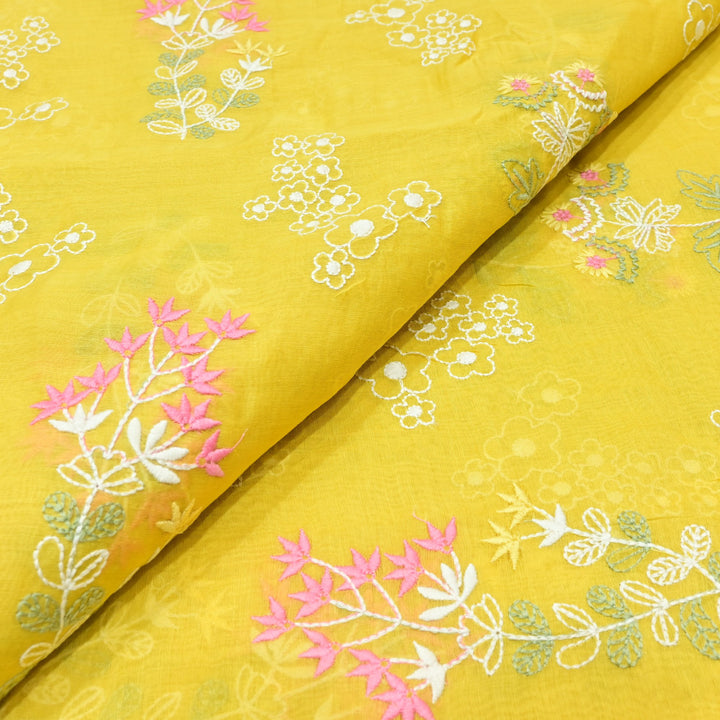 Cotton Chanderi Multi Thread Embroidery Fabrics