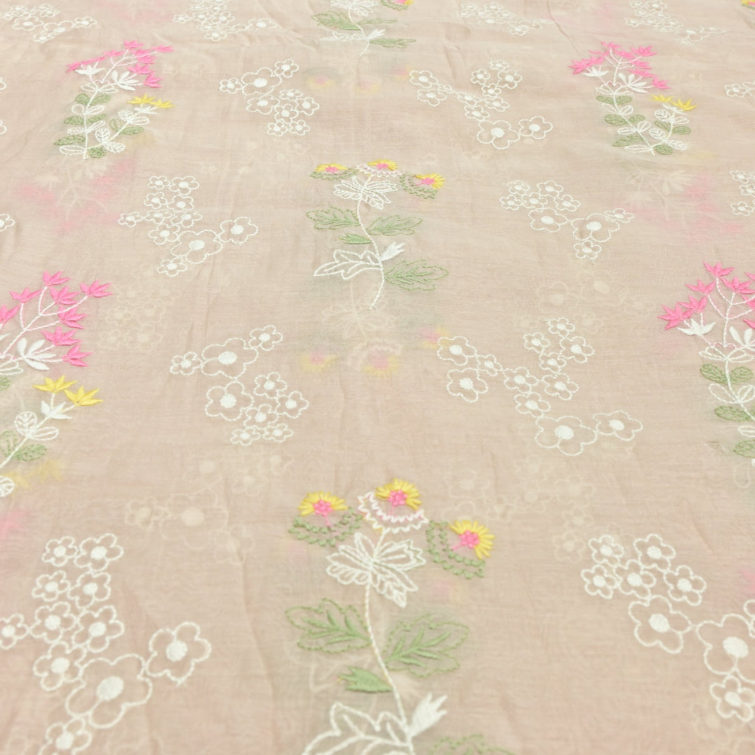 Cotton Chanderi Multi Thread Embroidery Fabrics