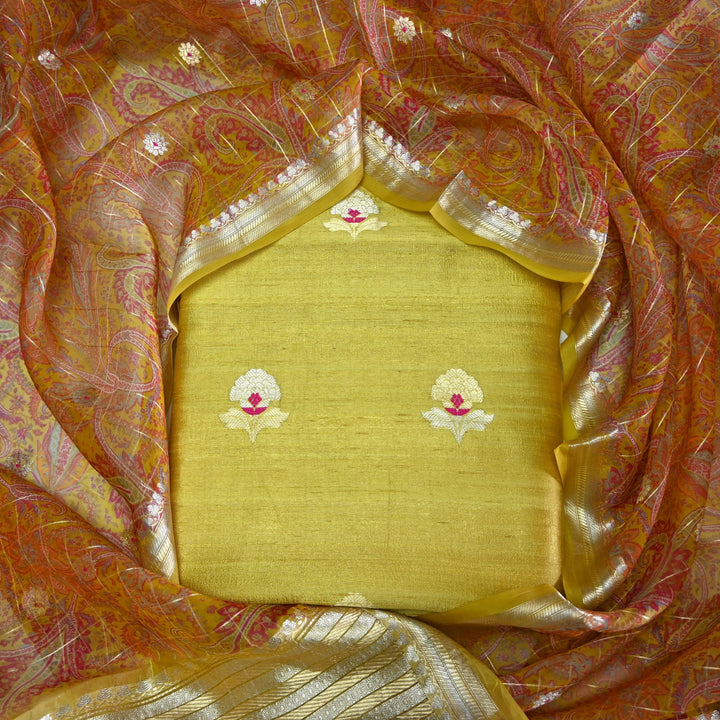 Pure Dupion Silk Unstitched Suit Set