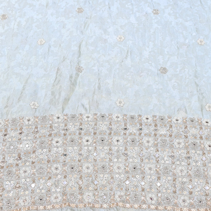 Premium Tissue Self Moti & Sequin Embroidery Fabric | Designer Festive Wear | 000DA16-02