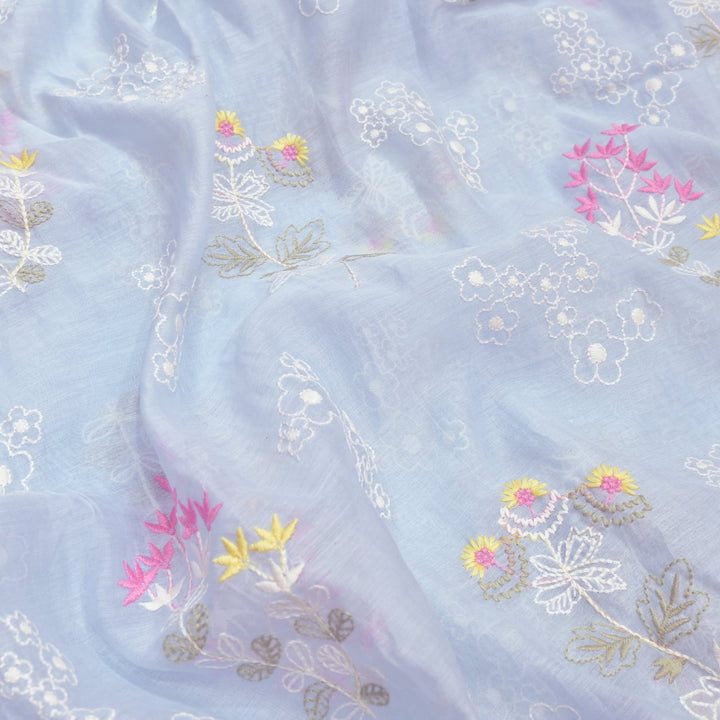 Cotton Chanderi Multi Thread Embroidery Fabrics