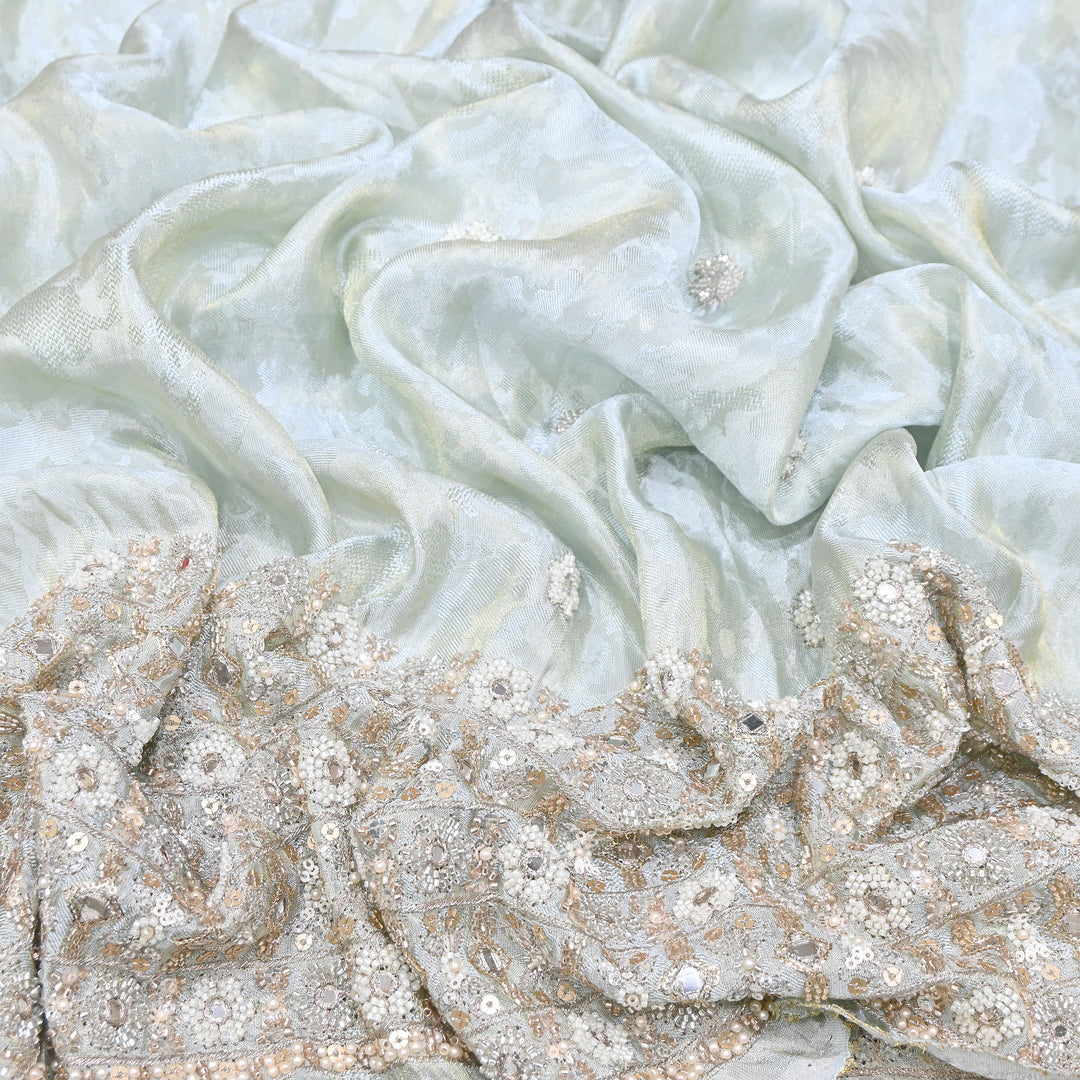 Premium Tissue Self Moti & Sequin Embroidery Fabric | Designer Festive Wear | 000DA16-02