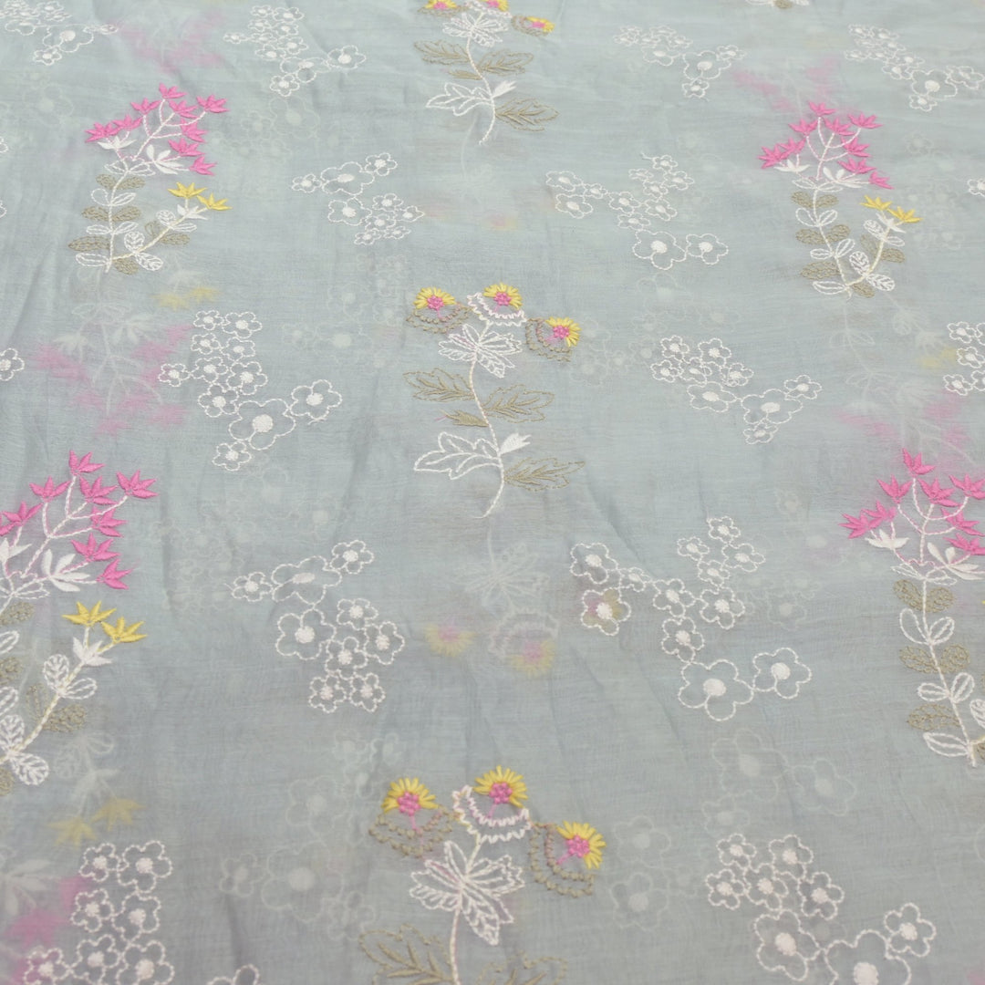 Cotton Chanderi Multi Thread Embroidery Fabrics