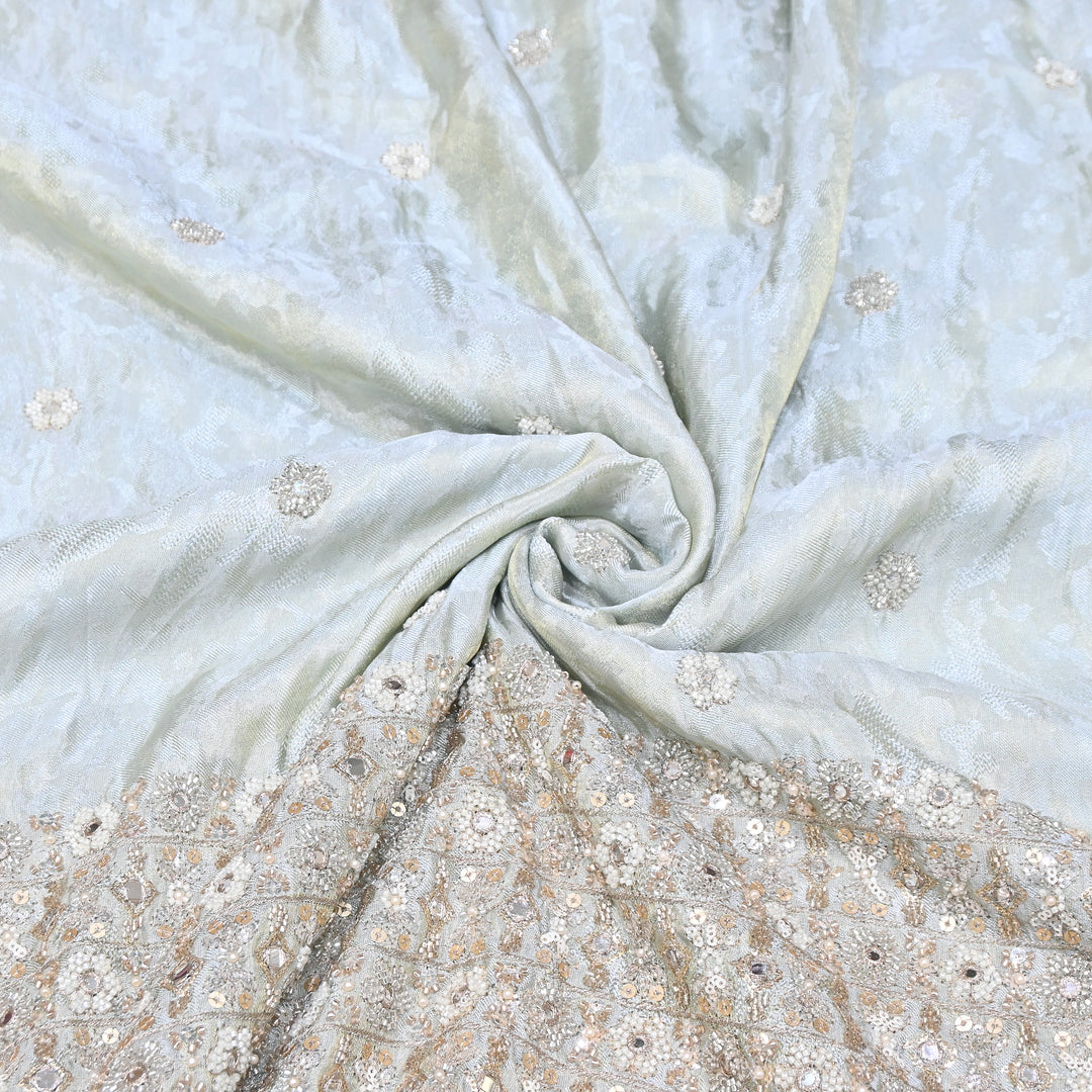 Premium Tissue Self Moti & Sequin Embroidery Fabric | Designer Festive Wear | 000DA16-02