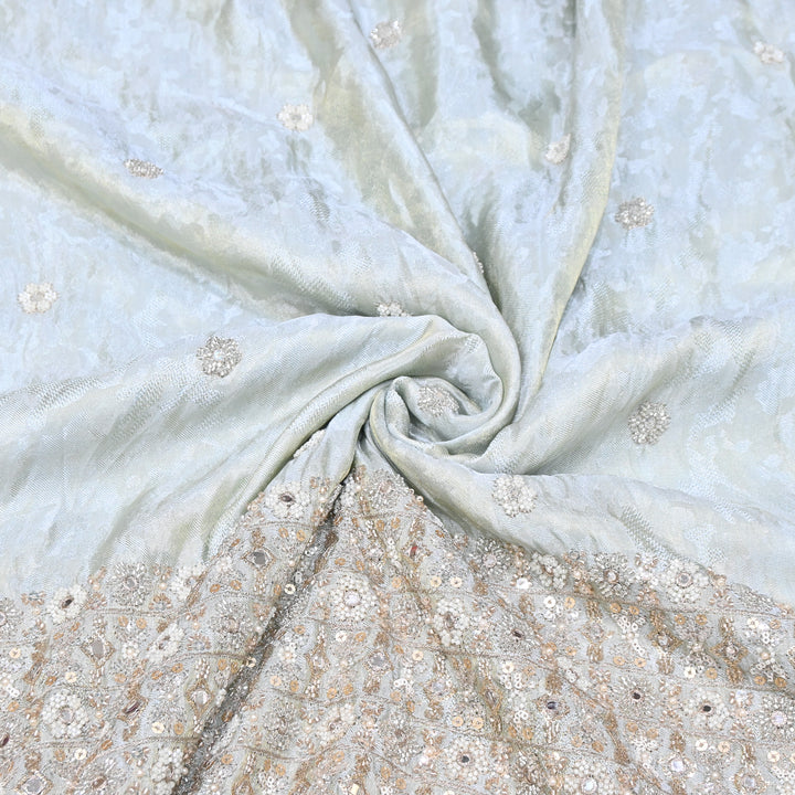 Premium Tissue Self Moti & Sequin Embroidery Fabric | Designer Festive Wear | 000DA16-02