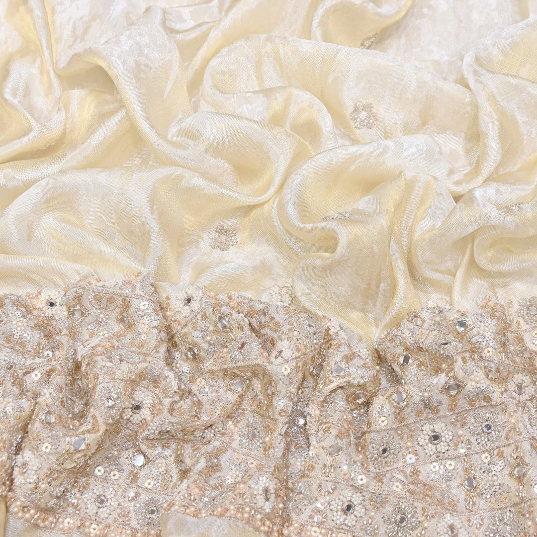 Premium Tissue Self Moti & Sequin Embroidery Fabric | Designer Festive Wear | 000DA16-01