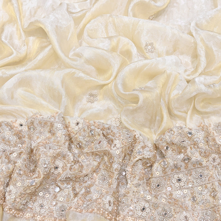 Premium Tissue Self Moti & Sequin Embroidery Fabric | Designer Festive Wear | 000DA16-01