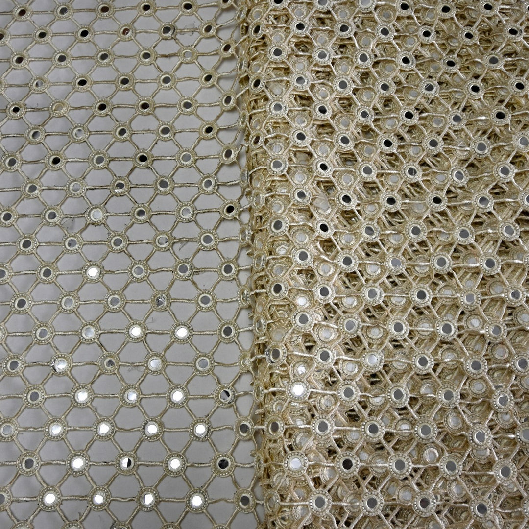 Dyed Net Cutwork Mirror Embroidery Fabrics