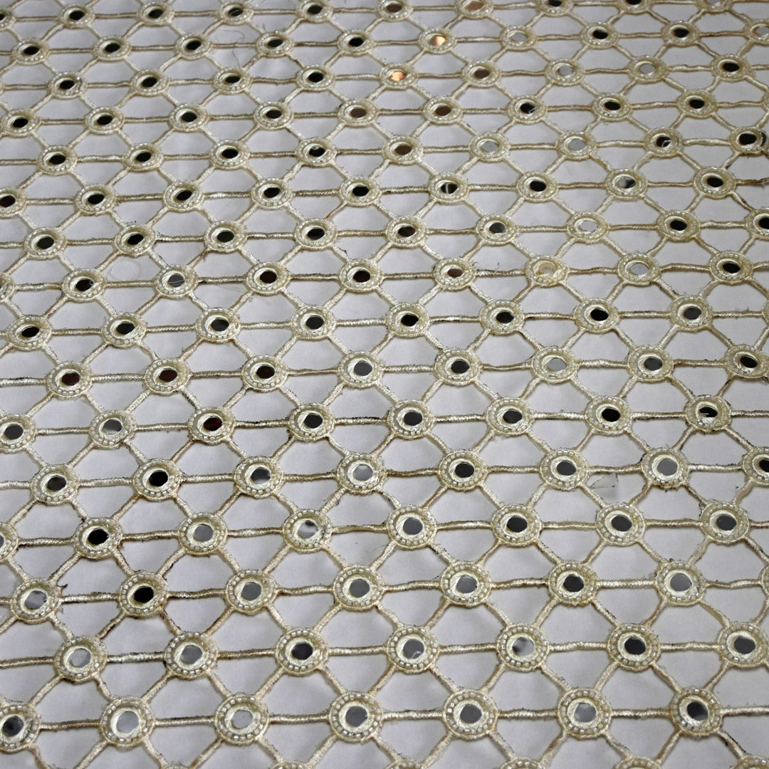 Dyed Net Cutwork Mirror Embroidery Fabrics