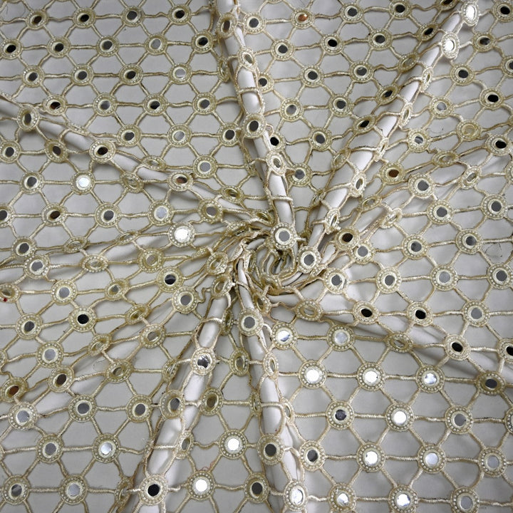 Dyed Net Cutwork Mirror Embroidery Fabrics