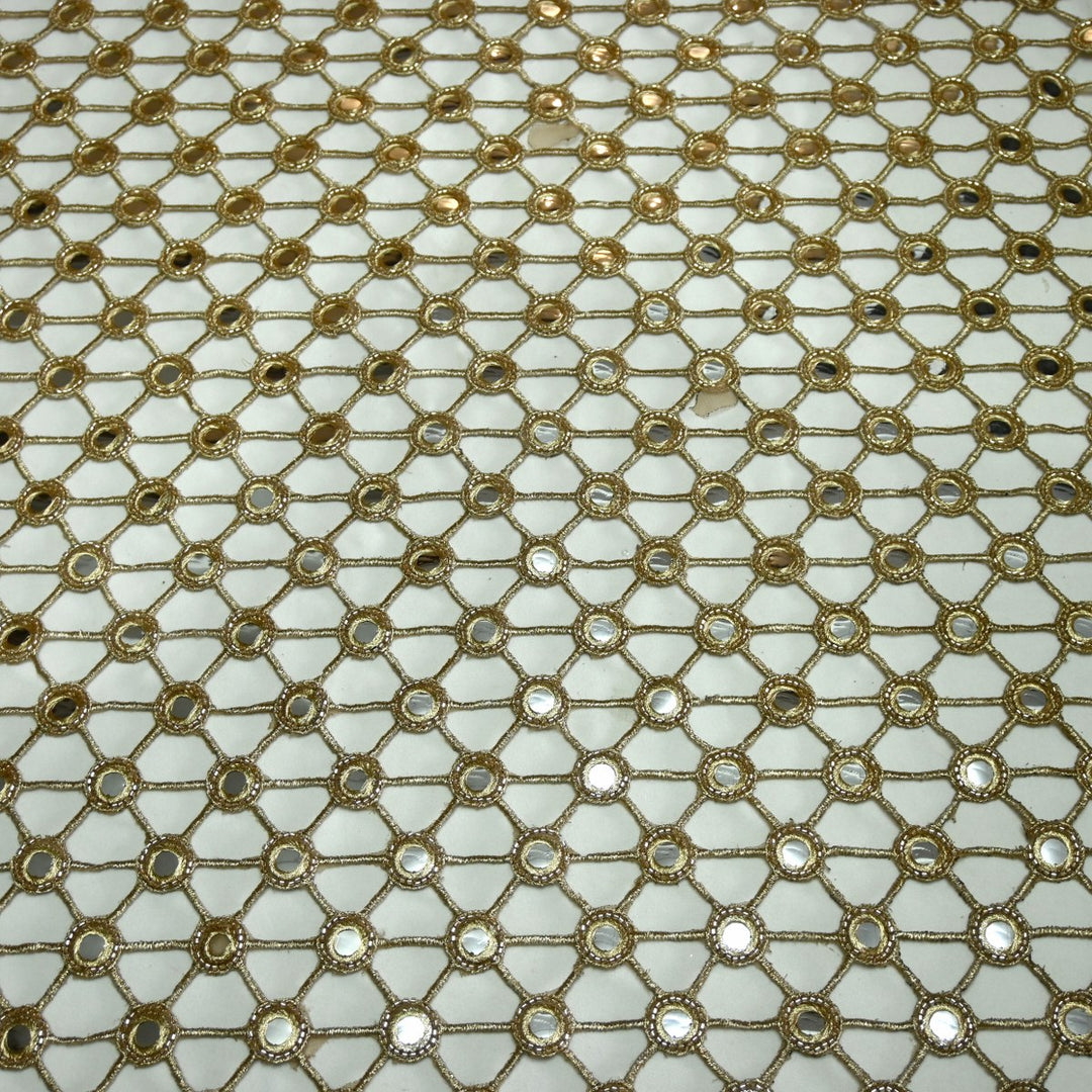 Dyed Net Cutwork Mirror Embroidery Fabrics