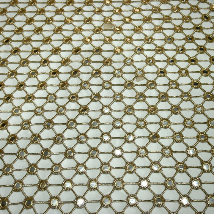 Dyed Net Cutwork Mirror Embroidery Fabrics