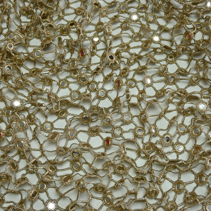 Dyed Net Cutwork Mirror Embroidery Fabrics