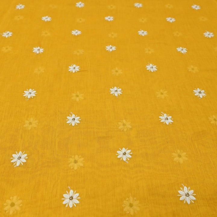 Cotton Chanderi Thread With Sequins Embroidery Fabrics