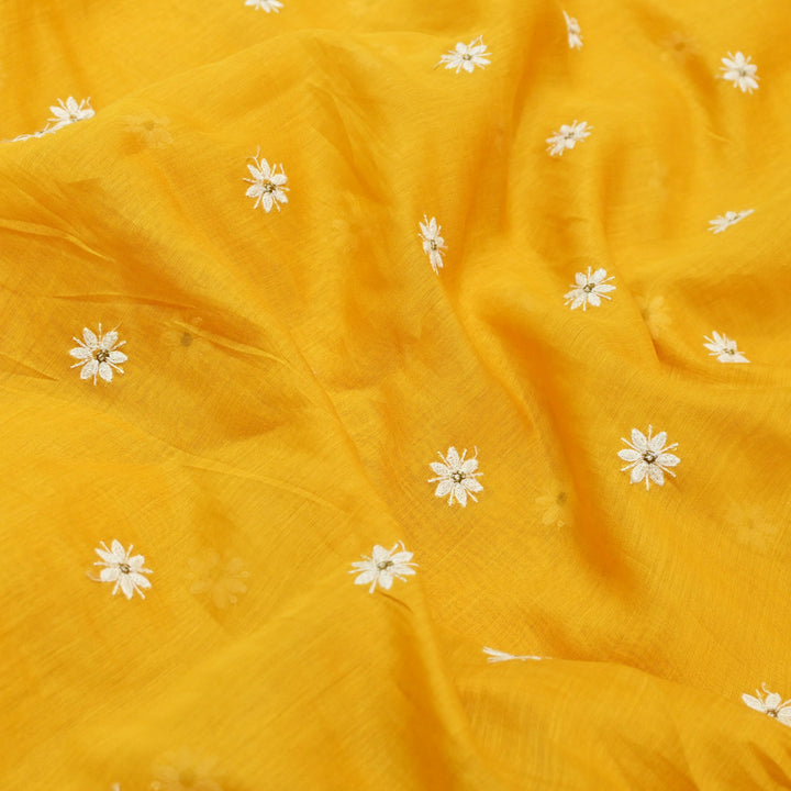 Cotton Chanderi Thread With Sequins Embroidery Fabrics