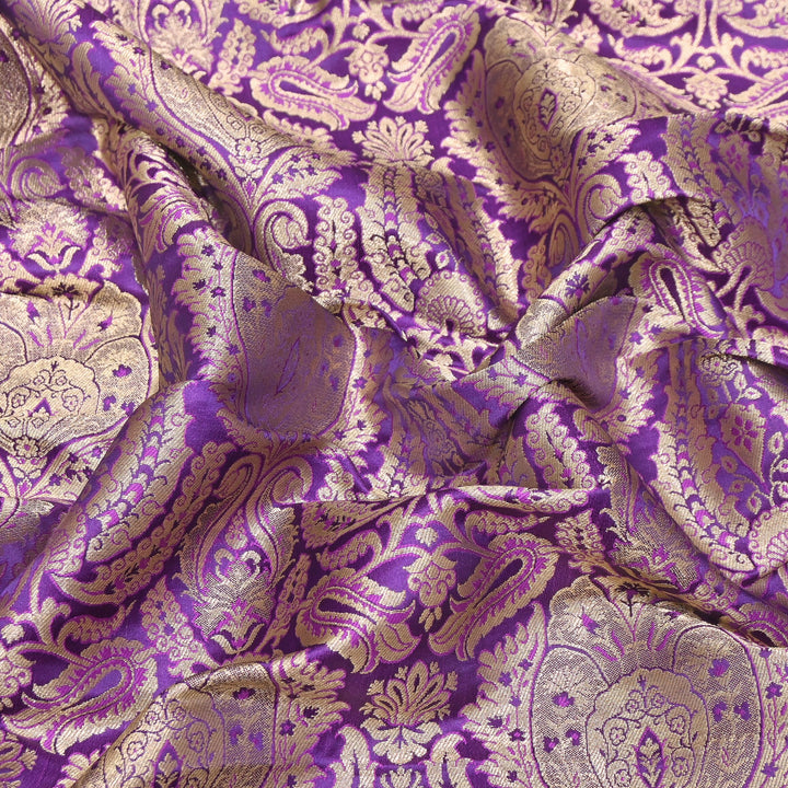 Premium Satin Brocade Khimkhab Fabric 44" – Traditional Zari Woven Designer Fabric RS8899-9