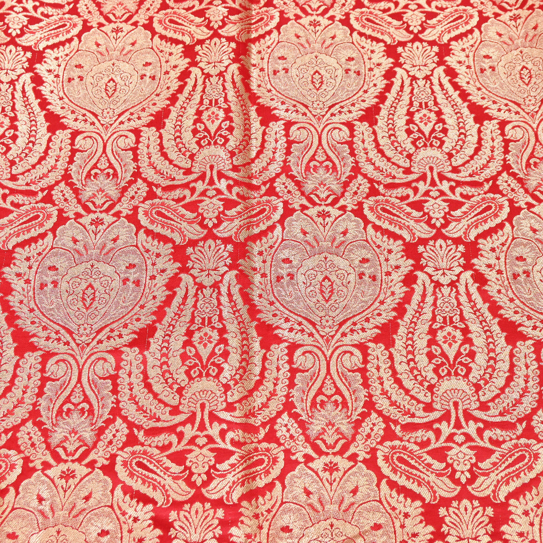 Premium Satin Brocade Khimkhab Fabric 44" – Traditional Zari Woven Designer Fabric RS8899-8