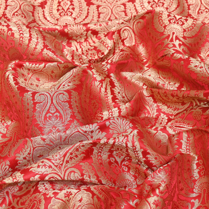 Premium Satin Brocade Khimkhab Fabric 44" – Traditional Zari Woven Designer Fabric RS8899-8