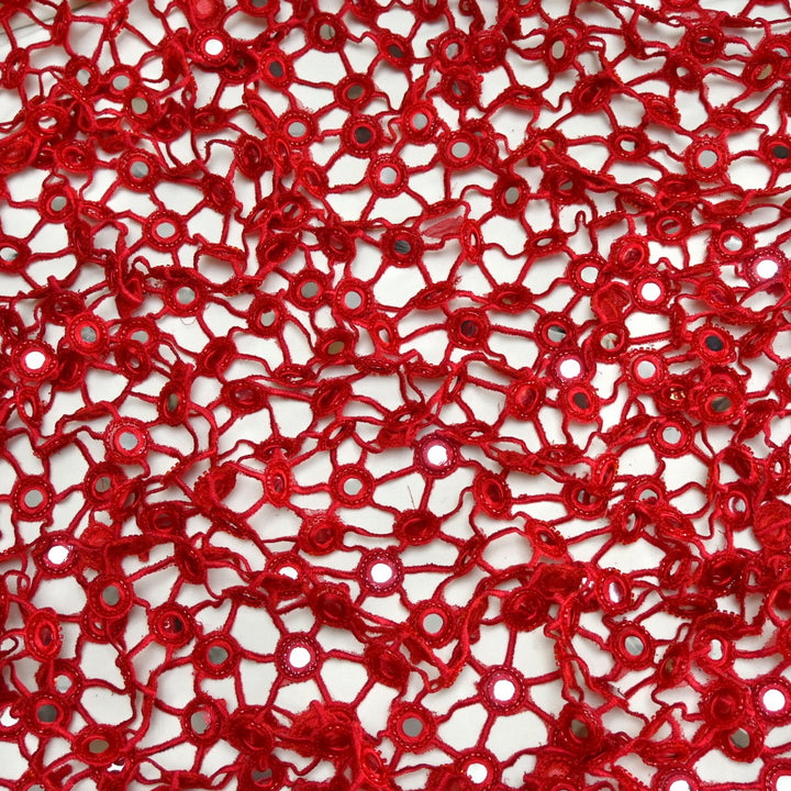 Dyed Net Cutwork Mirror Embroidery Fabrics