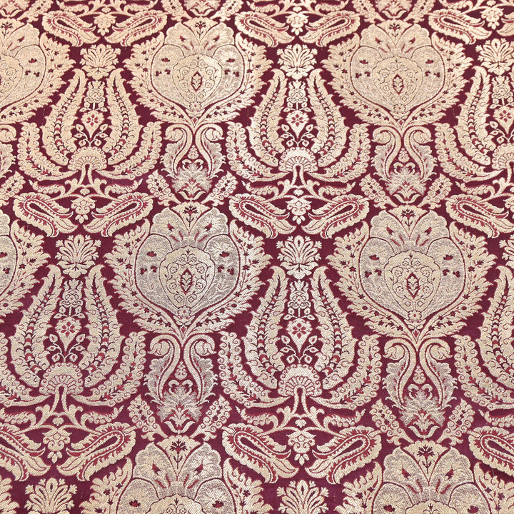 Premium Satin Brocade Khimkhab Fabric 44" – Traditional Zari Woven Designer Fabric RS8899-7