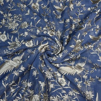 Viscose Georgette Parsi Work Embroidery Fabrics