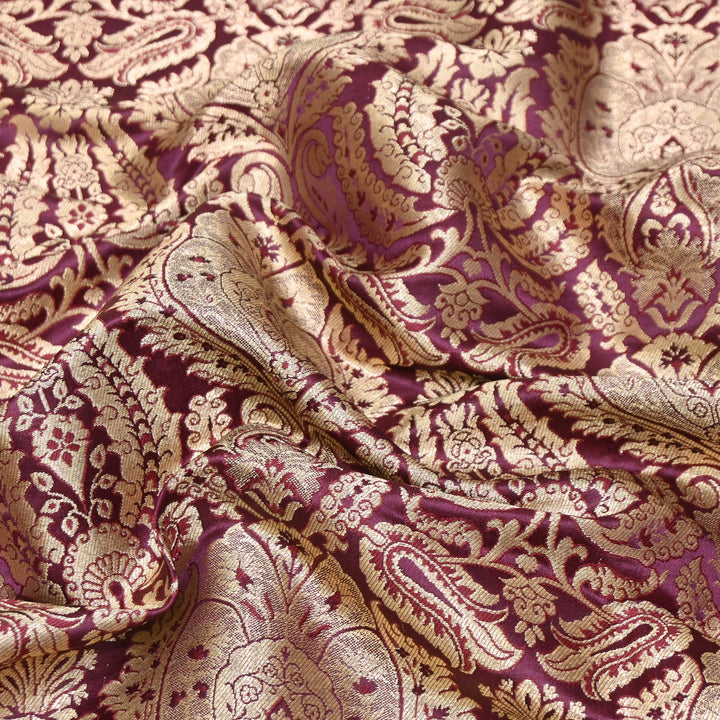 Premium Satin Brocade Khimkhab Fabric 44" – Traditional Zari Woven Designer Fabric RS8899-7