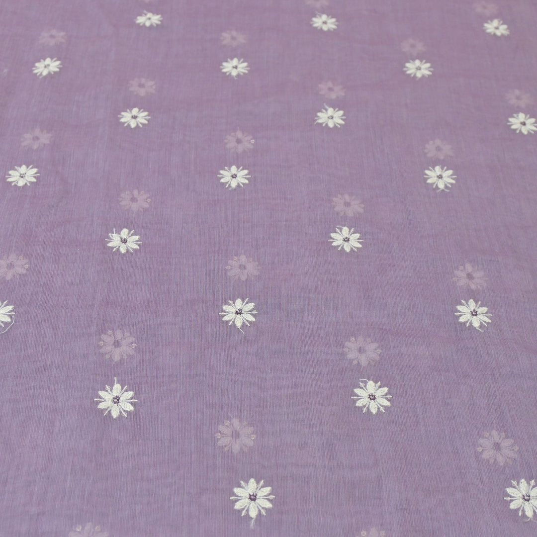 Cotton Chanderi Thread With Sequins Embroidery Fabrics