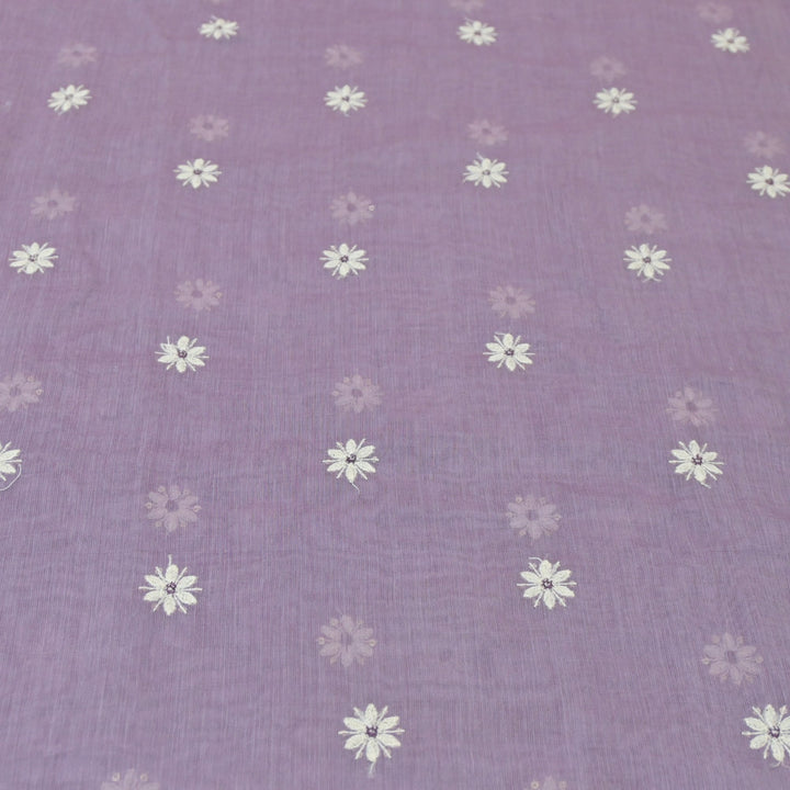 Cotton Chanderi Thread With Sequins Embroidery Fabrics