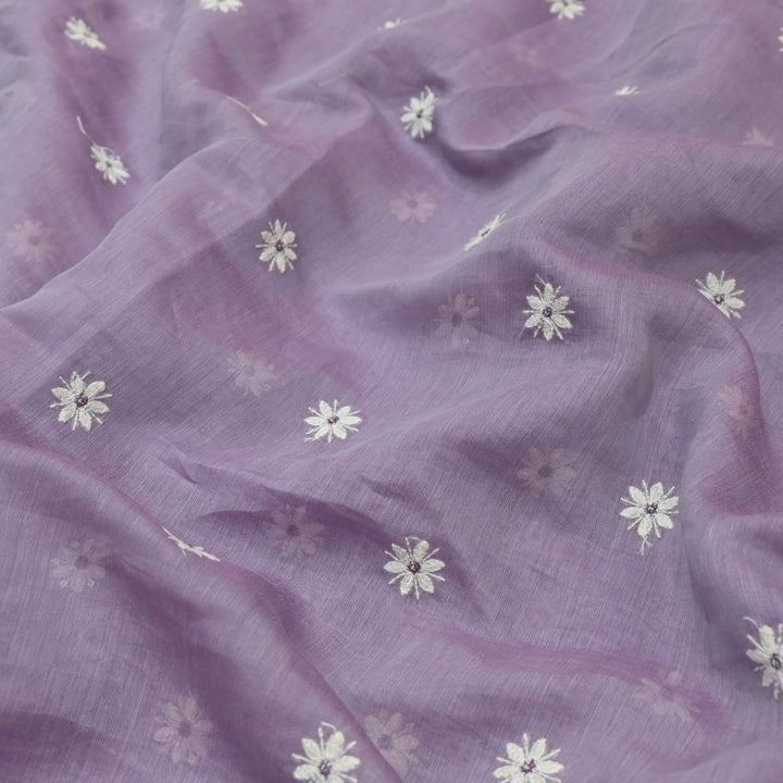 Cotton Chanderi Thread With Sequins Embroidery Fabrics