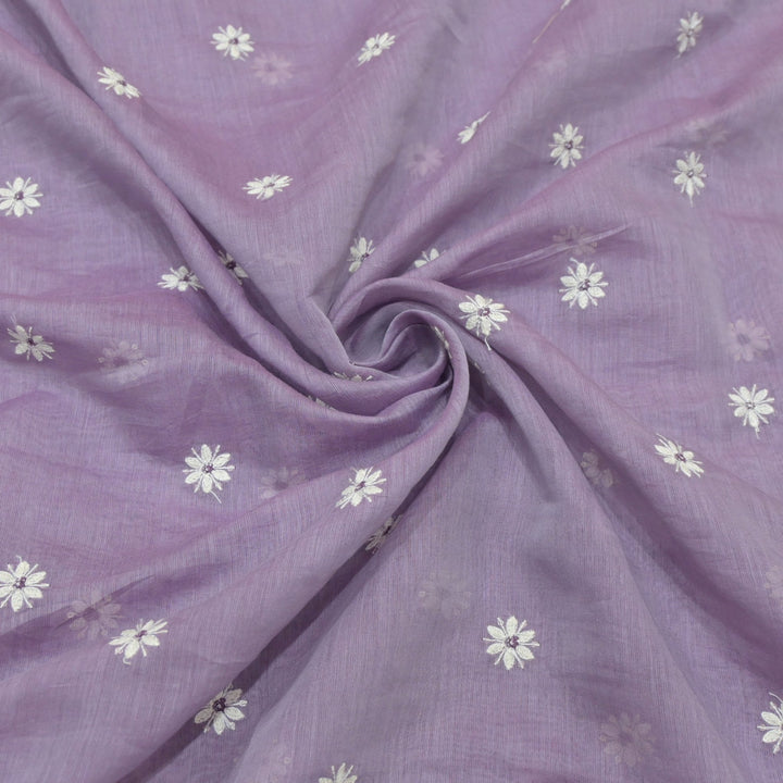 Cotton Chanderi Thread With Sequins Embroidery Fabrics