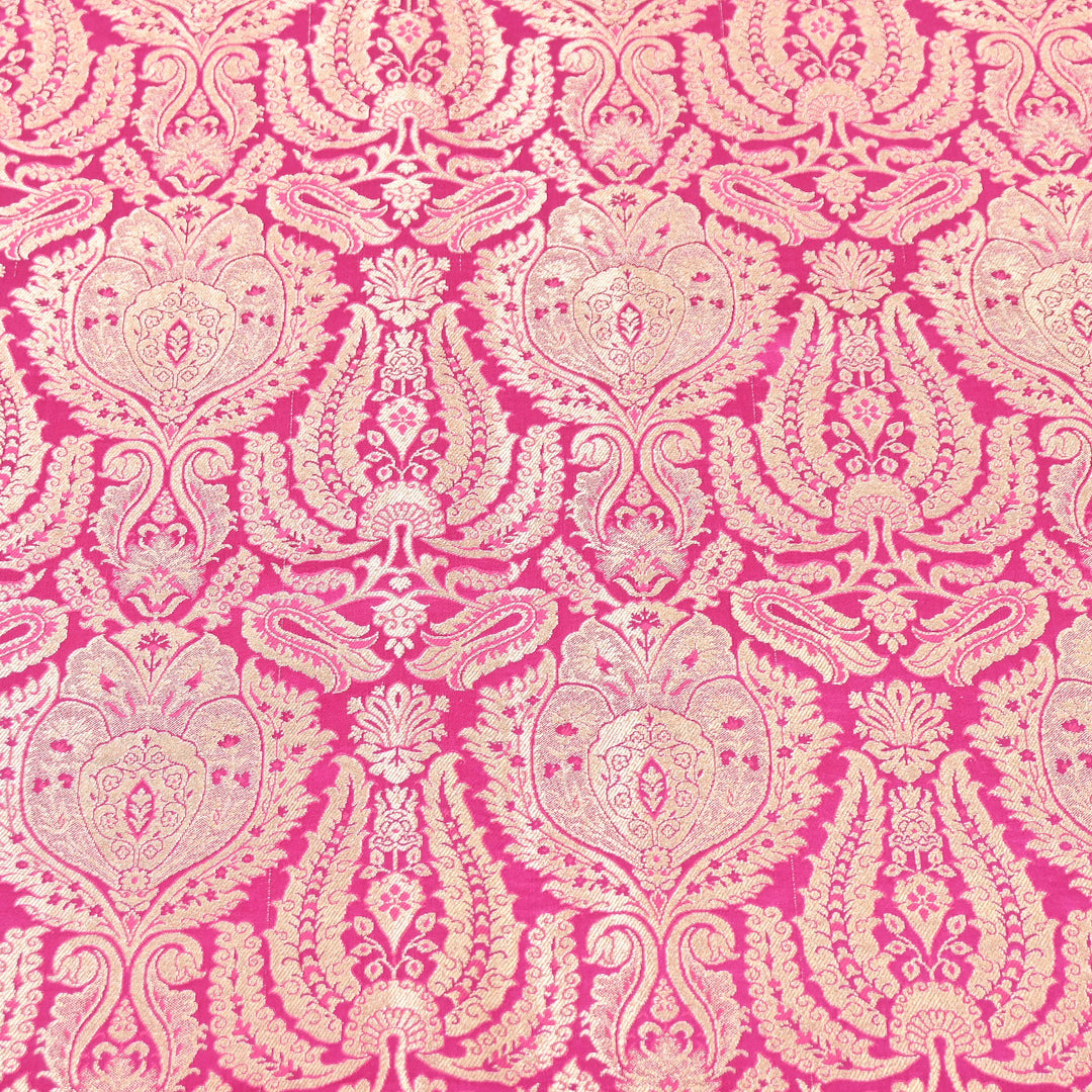 Premium Satin Brocade Khimkhab Fabric 44" – Traditional Zari Woven Designer Fabric RS8899-6