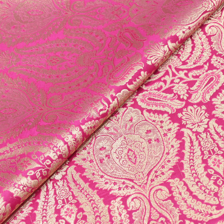 Premium Satin Brocade Khimkhab Fabric 44" – Traditional Zari Woven Designer Fabric RS8899-6