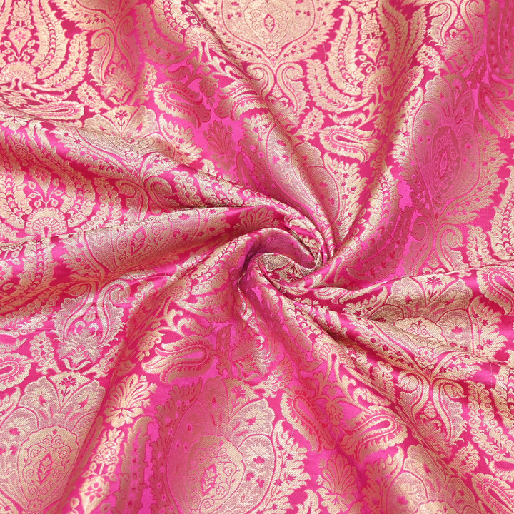 Premium Satin Brocade Khimkhab Fabric 44" – Traditional Zari Woven Designer Fabric RS8899-6