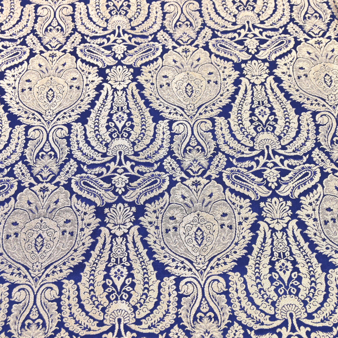 Premium Satin Brocade Khimkhab Fabric 44" – Traditional Zari Woven Designer Fabric RS8899-5