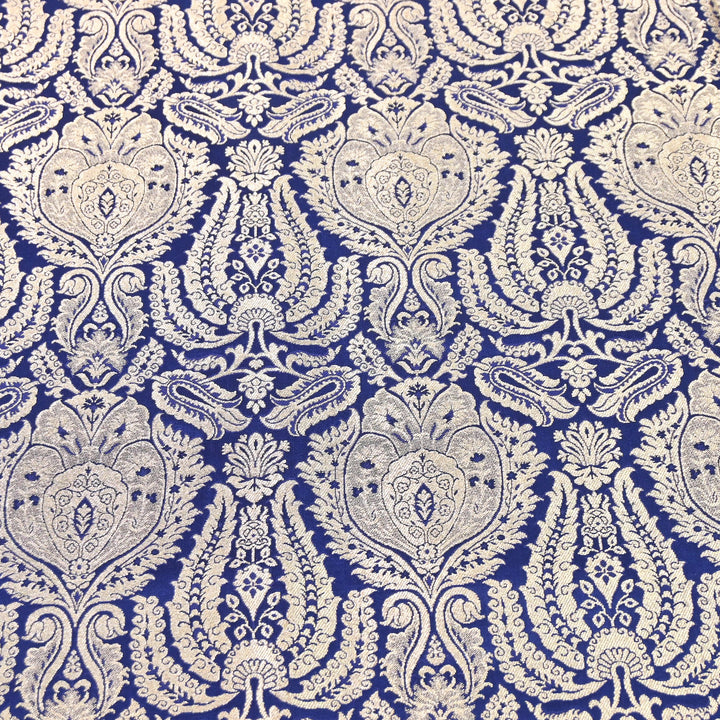 Premium Satin Brocade Khimkhab Fabric 44" – Traditional Zari Woven Designer Fabric RS8899-5