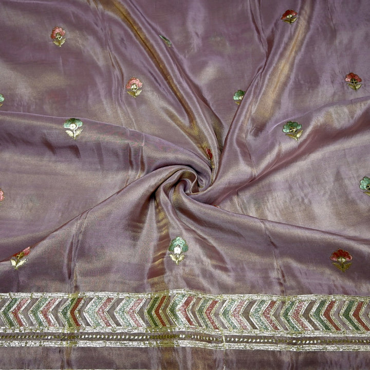 Dyed Tissue Foil Embroidery Dupatta Fabrics