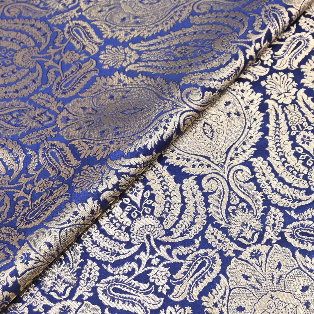 Premium Satin Brocade Khimkhab Fabric 44" – Traditional Zari Woven Designer Fabric RS8899-5