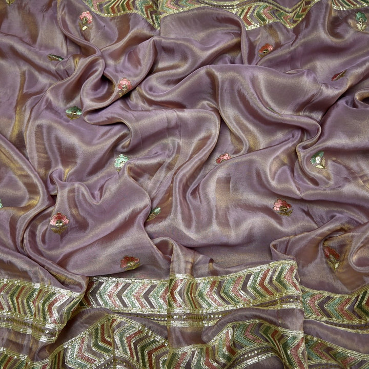 Dyed Tissue Foil Embroidery Dupatta Fabrics