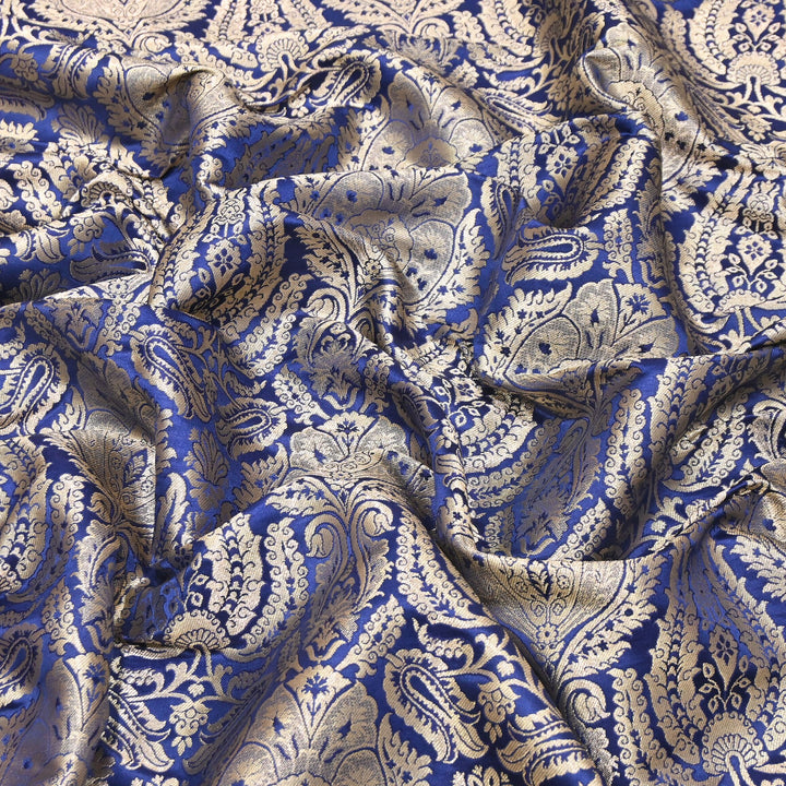 Premium Satin Brocade Khimkhab Fabric 44" – Traditional Zari Woven Designer Fabric RS8899-5