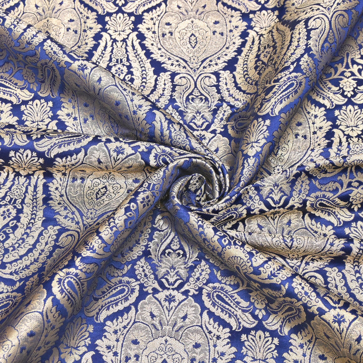 Premium Satin Brocade Khimkhab Fabric 44" – Traditional Zari Woven Designer Fabric RS8899-5