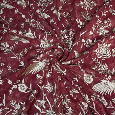 Viscose Georgette Parsi Work Embroidery Fabrics
