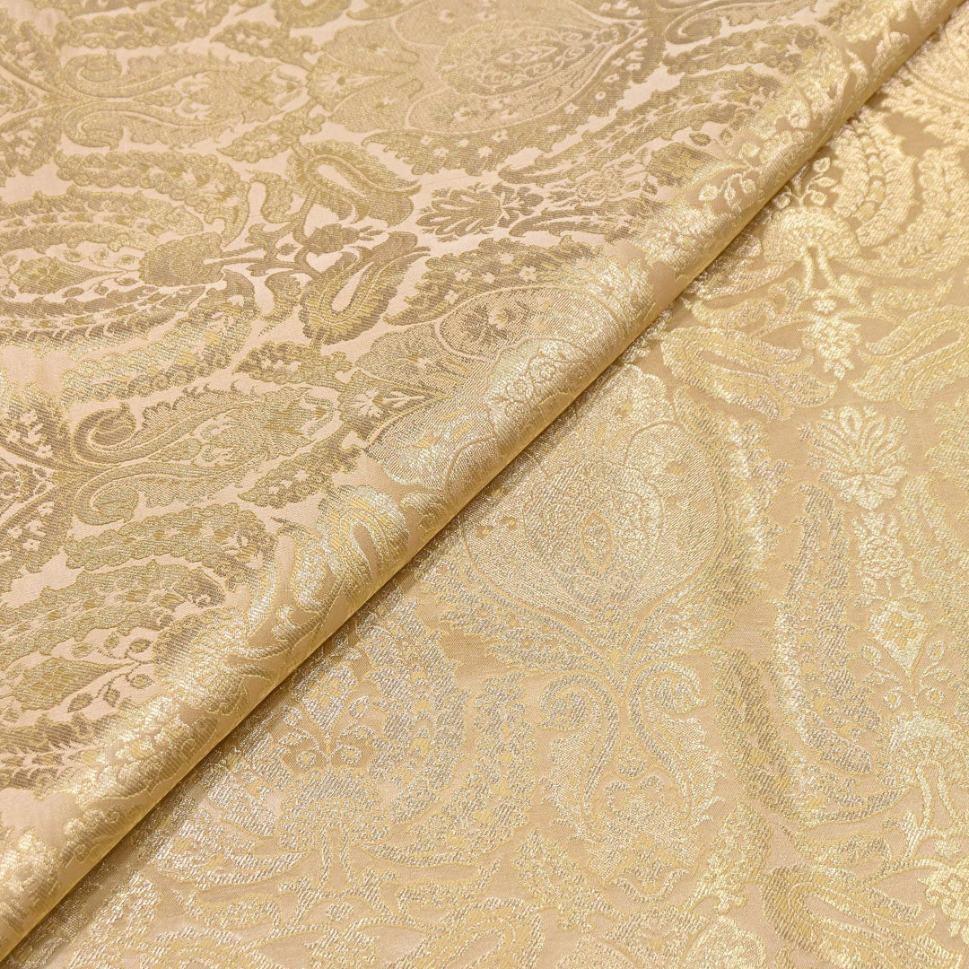 Premium Satin Brocade Khimkhab Fabric 44" – Traditional Zari Woven Designer Fabric RS8899-4