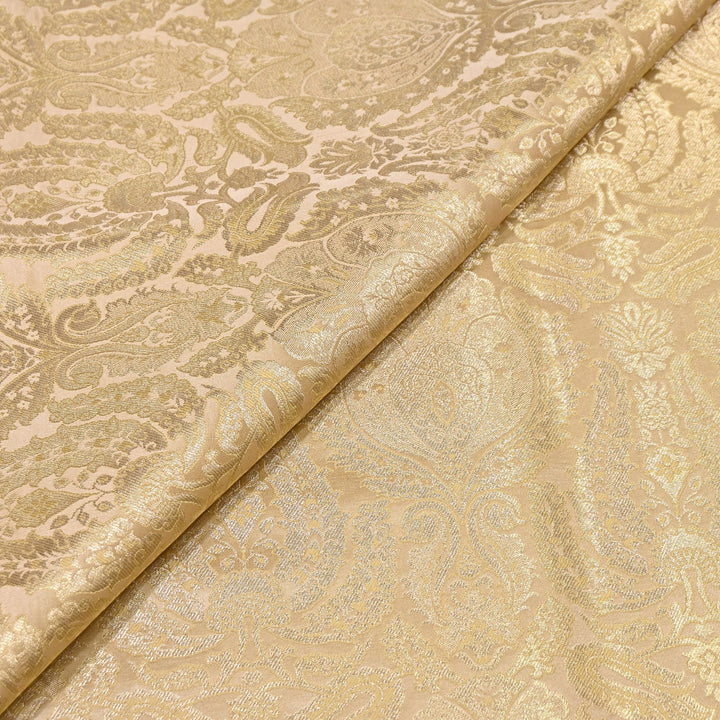 Premium Satin Brocade Khimkhab Fabric 44" – Traditional Zari Woven Designer Fabric RS8899-4