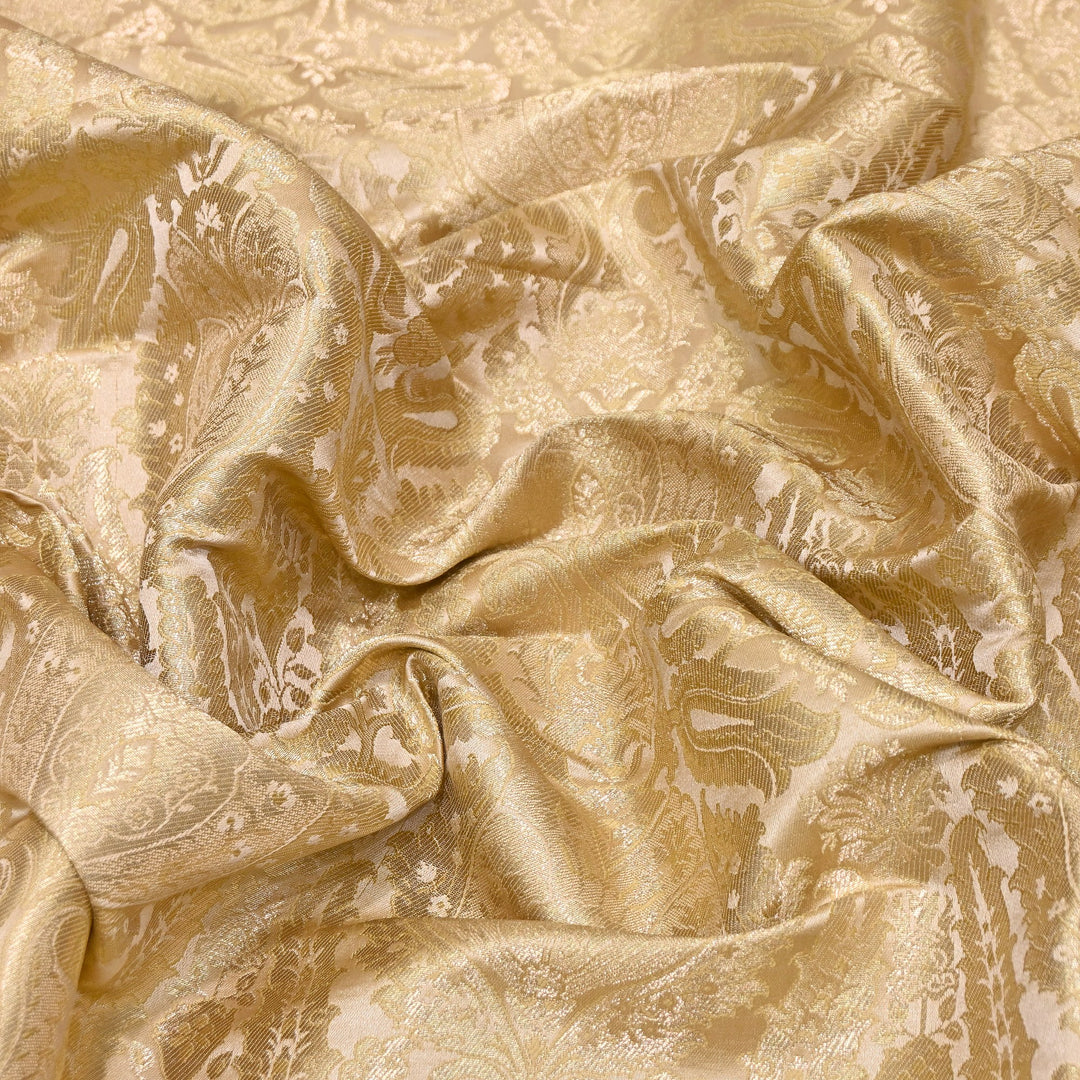 Premium Satin Brocade Khimkhab Fabric 44" – Traditional Zari Woven Designer Fabric RS8899-4