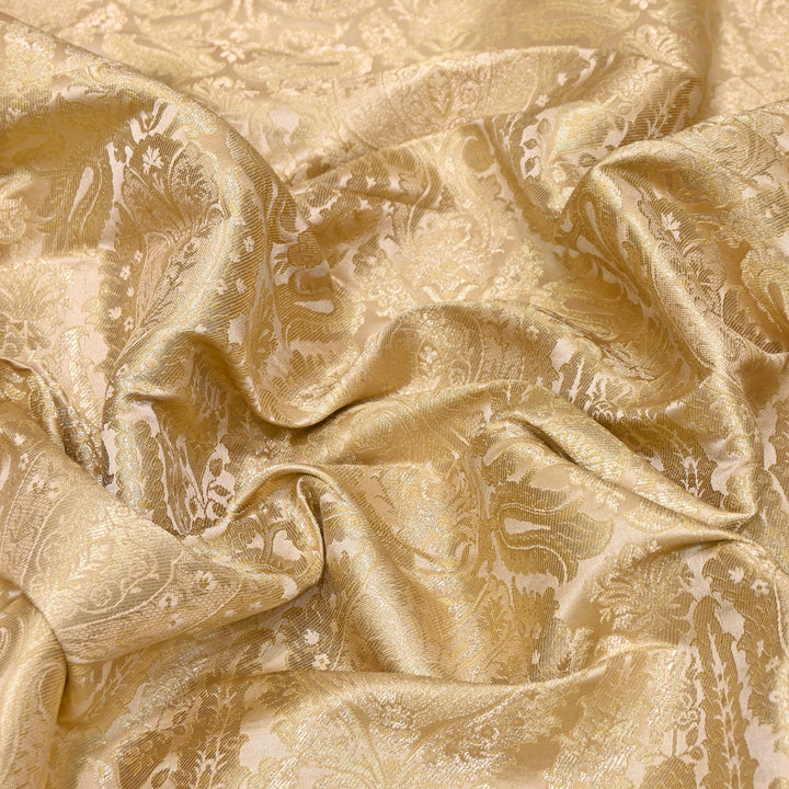 Premium Satin Brocade Khimkhab Fabric 44" – Traditional Zari Woven Designer Fabric RS8899-4