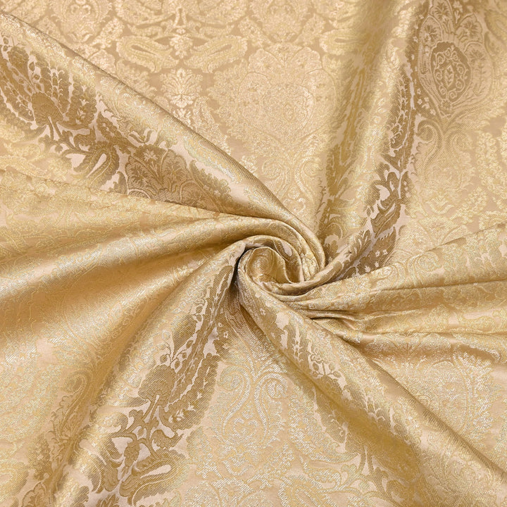 Premium Satin Brocade Khimkhab Fabric 44" – Traditional Zari Woven Designer Fabric RS8899-4