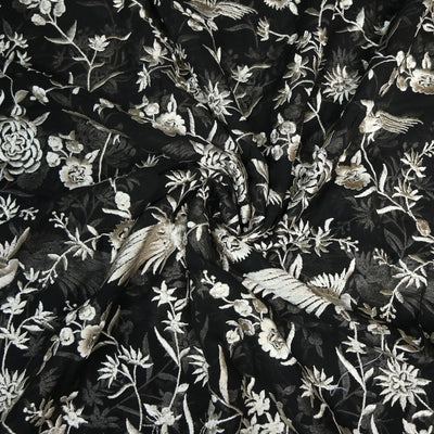 Viscose Georgette Parsi Work Embroidery Fabrics